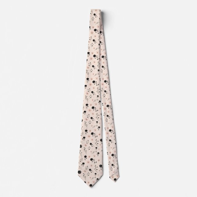 Black Pink Floral Tie (Front)