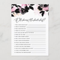 Black Pink Floral Who Knows the Bride Best Game