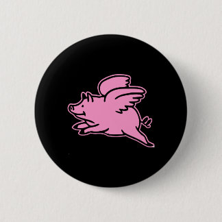 Black Pink Flying Pig 6 Cm Round Badge
