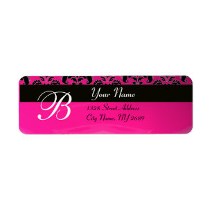 BLACK PINK FUCHSIA DAMASK MONOGRAM