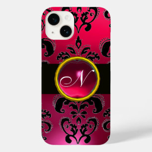 BLACK PINK FUCHSIA DAMASK MONOGRAM,Ruby Gemstone Case-Mate iPhone 14 Case