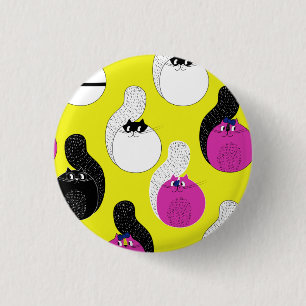 Black Pink Funny Nautical Cats 3 Cm Round Badge