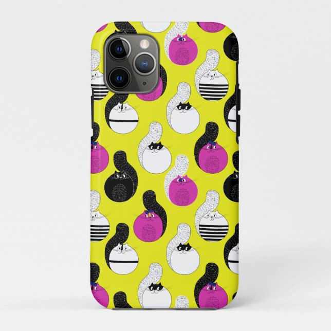 Black Pink Funny Nautical Cats  Case-Mate iPhone Case (Back)