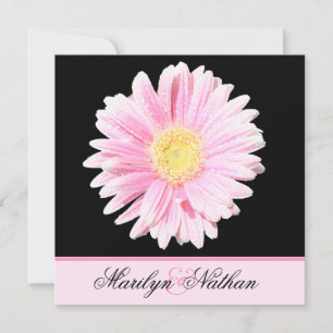 Black, Pink Gerbera Wedding Invitation (U.K.)