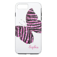 Black & Pink Glitter Butterfly Personalised