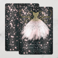 Black Pink Gold Glitter Dress Sweet 16 Party