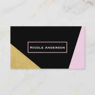 Black Pink & Gold Modern Trendy Chic Business Card