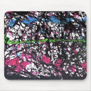Black, Pink, Green, Blue Marble Artwork Mouse Pad
