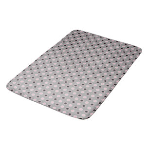 Black, pink, grey and white dots bath mat