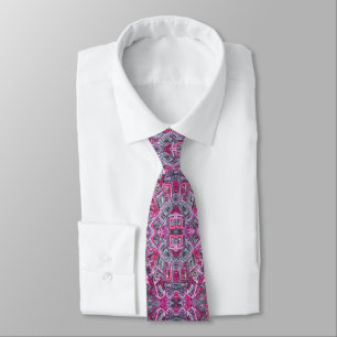 Black Pink Grey Doodle Art Abstract Watercolor Tie