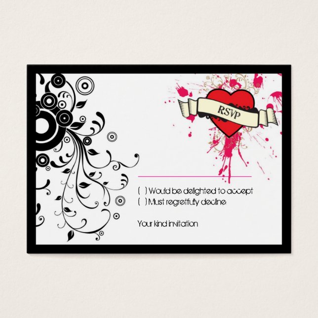 Black & Pink Grungy Heart Music Themed Wedding (Front)