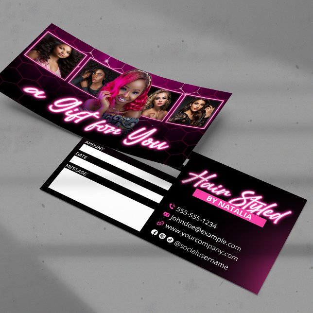 Black & Pink Hair Salon Photo Gift Certificate (Creator Uploaded)