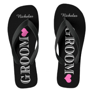 Black/Pink Heart Groom's Jandals