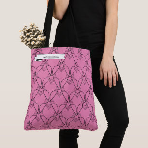 Black & Pink Heart Pattern Colouring Go-Bag Tote Bag