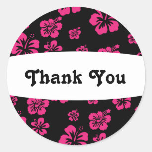 Black & Pink Hibiscus Flower Floral Party Sticker