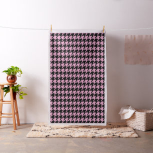 Black & Pink Houndstooth Seamless Pattern Fabric