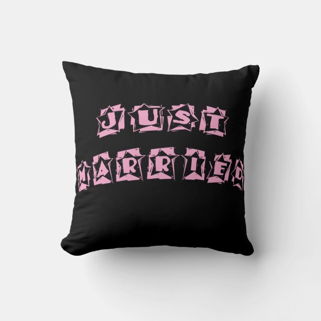 Black Pink Just Married Cushion (Front)
