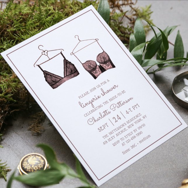Black Pink Lace Watercolor Lingerie Bridal Shower Invitation (Creator Uploaded)
