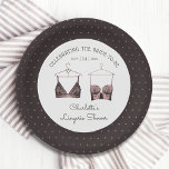 Black Pink Lace Watercolor Lingerie Bridal Shower Paper Plate<br><div class="desc">Black Pink Lace Watercolor Lingerie Bridal Shower Paper Plates Tableware features elegant black lace bras with your personalised lingerie party,  panty party or bridal shower in elegant script. Personalise by editing the text in the text boxes provided. Created by ©Evco Studio www.zazzle.com/store/evcostudio</div>