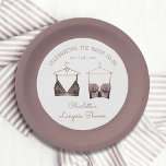 Black Pink Lace Watercolor Lingerie Bridal Shower Paper Plate<br><div class="desc">Black Pink Lace Watercolor Lingerie Bridal Shower Paper Plates Tableware features elegant black and pink lace bras with your personalised lingerie party,  panty party or bridal shower in elegant script. Personalise by editing the text in the text boxes provided. Created by ©Evco Studio www.zazzle.com/store/evcostudio</div>