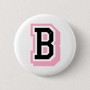 black pink Letter B 6 Cm Round Badge