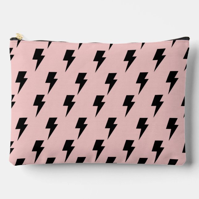 Black Pink Lightning Y2K Indie Bold Organisation Accessory Pouch (Front)