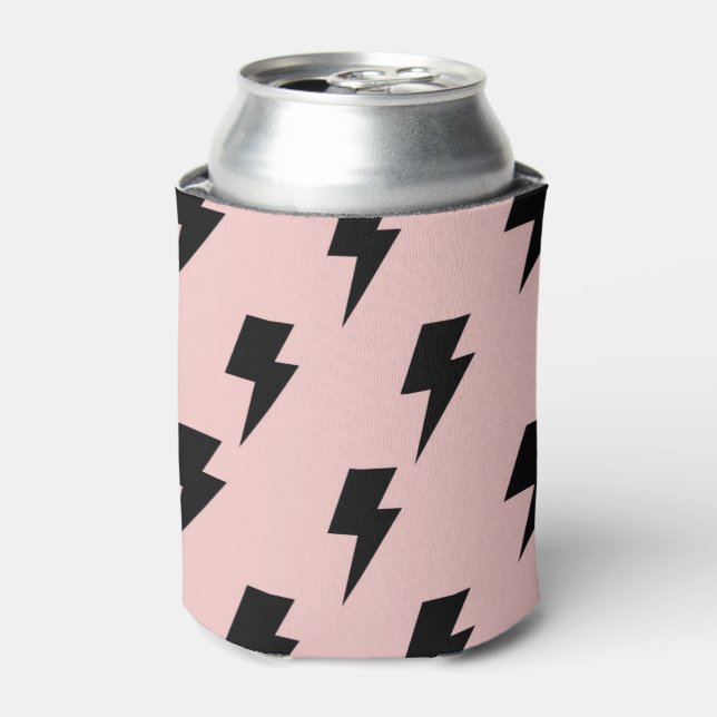 Black Pink Lightning Y2K Indie Bold Style Can Cooler (Can Front)