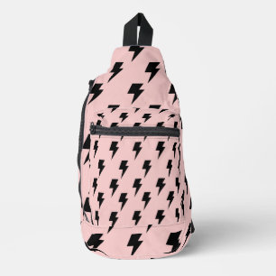 Black Pink Lightning Y2K Indie Everyday Chic Sling Bag