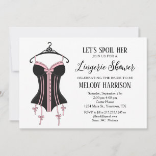 black pink Lingerie Bridal Shower Invitation