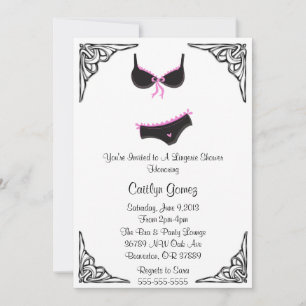 Black & Pink Lingerie Bridal Shower Invitation