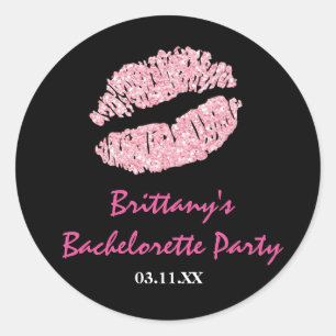 Black & Pink Lips Kiss Party Favour Sticker