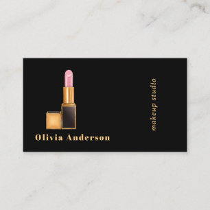 Black Pink Lipstick Makeup Artist MUA Beauty Business Card