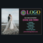 Black Pink Logo Photos Promo Small Business<br><div class="desc">Black, yellow, and hot pink marketing flyers for your small business personalised with your logo, photos, QR code, and custom text. Personalised promo flyers for your small business, perhaps photography, landscaping, beauty, wellness, and more. Add photos, address, social media, phone number and any information your future clients and customers might...</div>