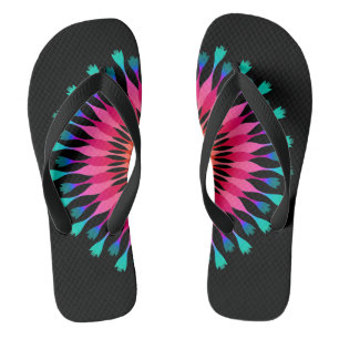 Black/Pink Lotus Flower Jandals