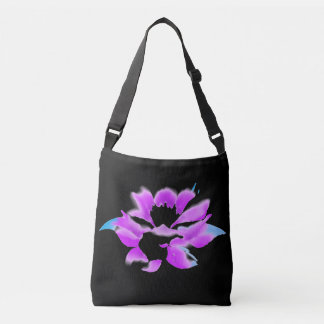 BLACK & PINK LOTUS WATER FLOWER TOTE BAG