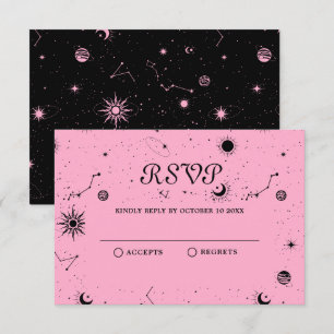 Black pink magic moon crystal ball  RSVP card