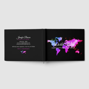 Black Pink Map Trip Globe Travel Agent Guest Book