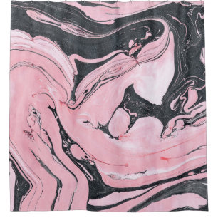 Black Pink Marble: Abstract Art Shower Curtain