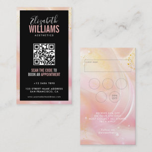Black Pink Marble Beauty Salon QR Code Loyalty & Business Card