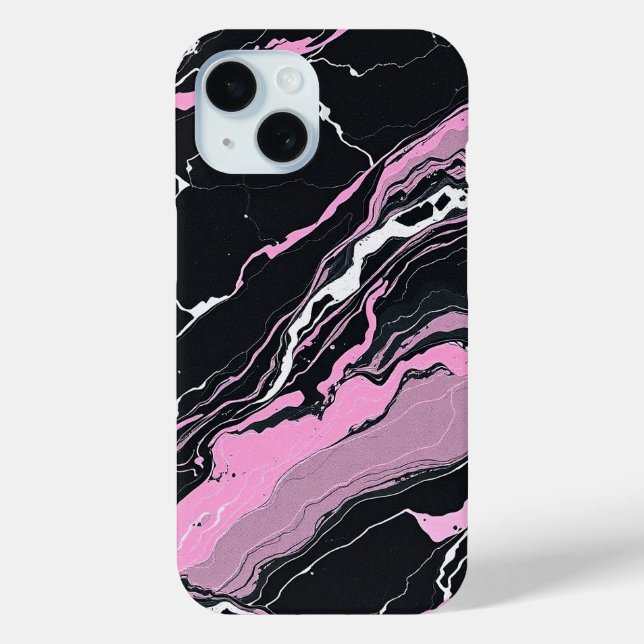 Black & Pink Marble Case-Mate iPhone Case (Back)