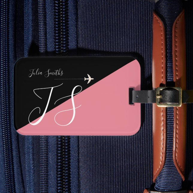 Black Pink modern BAG TAG for her (Front Insitu 4)