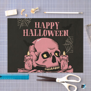 Black & Pink Modern Happy Halloween  Tissue Paper