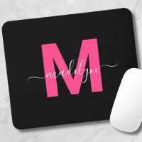 Black Pink Monogram Script Name