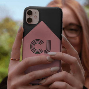 black pink Monogrammed initials  Case-Mate iPhone Case