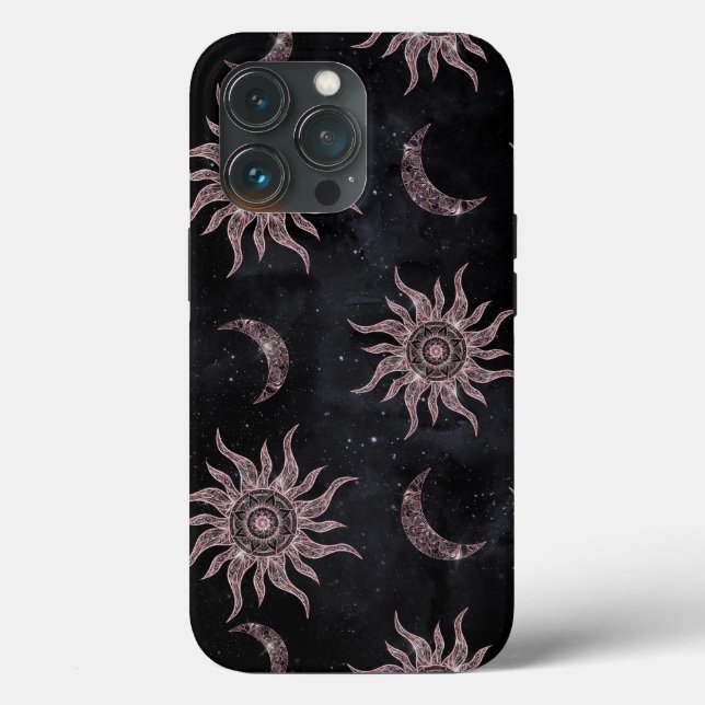 Black Pink Moon Sun Mandala Case-Mate iPhone Case (Back)
