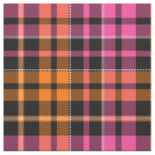 Black Pink Orange Plaid Tartan Design  Fabric