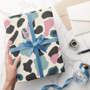 Black Pink Pastel Leopard Spots Wrapping Paper