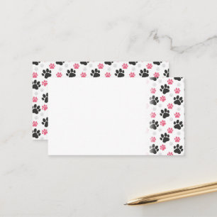 Black Pink Paw Print Dog Owner Puppy Lover Pets Appointment Card