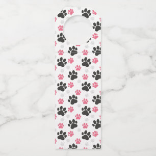 Black Pink Paw Print Dog Owner Puppy Lover Pets Bottle Tag