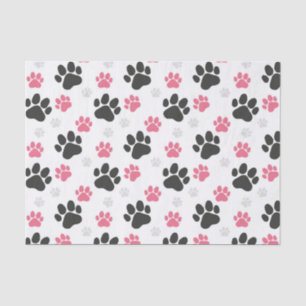 Black Pink Paw Print Dog Owner Puppy Lover Pets Tissue Paper